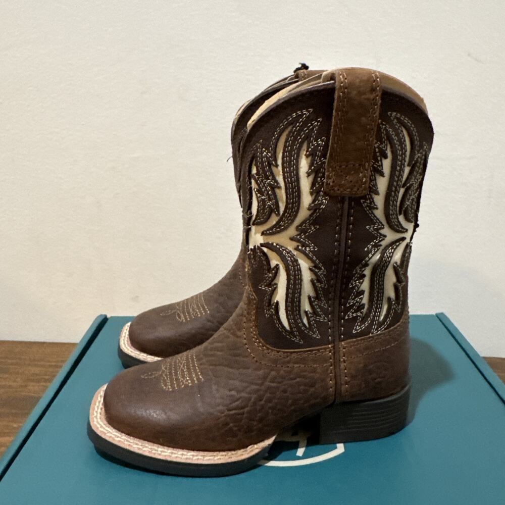 NIB Ariat Driftwood Western Boots Youth Kids Size 8 Brown / Dark Brown - Picture 5 of 8
